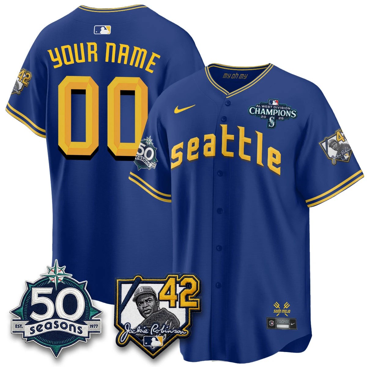 SEA 2026 Jackie Robinson New Era Vapor Custom Limited Jersey - All Stitched by Seattle Mariners