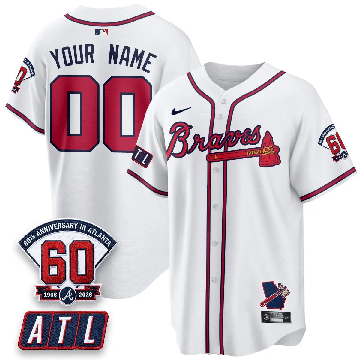 ATL 2026 60th Anniversary Vapor Limited Custom Jersey - All Stitched by Atlanta Braves