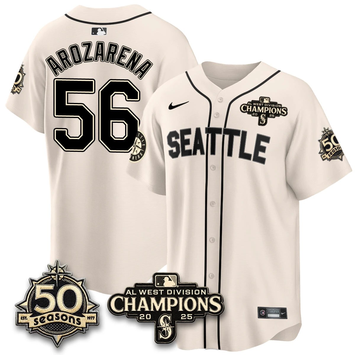 Seattle Mariners Vapor Premier Limited Jersey - 50th Anniversary & AL West Division Champions - Steelheads Community Funds - All Stitched by Seattle Mariners