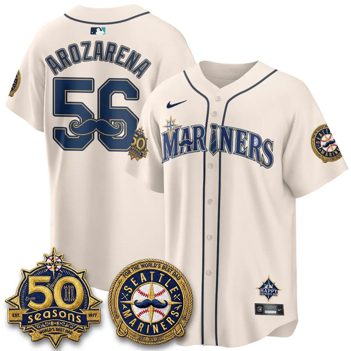 Seattle Mariners Happy Father's Day Vapor Jersey - Stitched by Seattle Mariners
