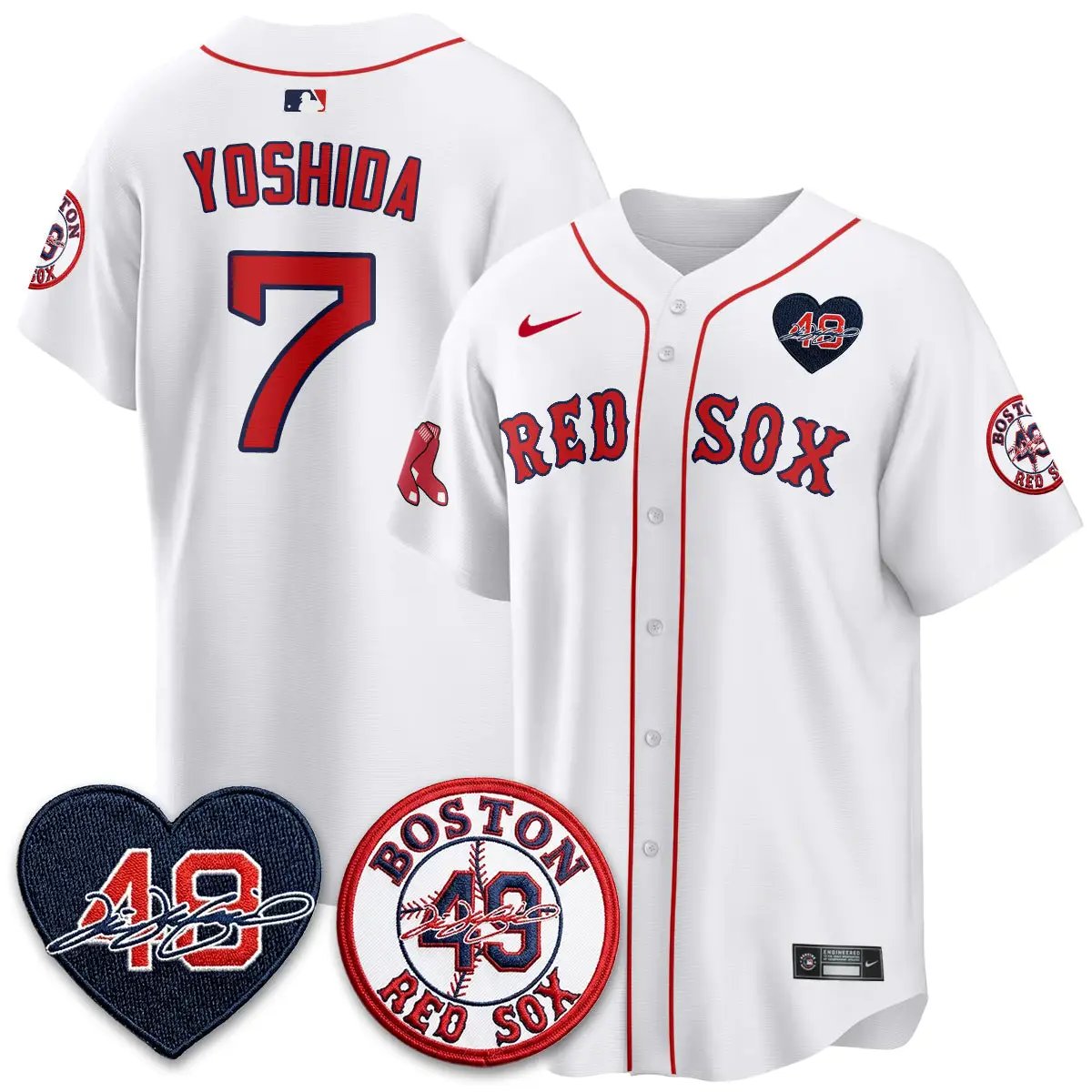 BOS Tim Wakefield Memorial Patch Vaper Premier Limited Red Jersey - All Stitched by Boston Red Sox