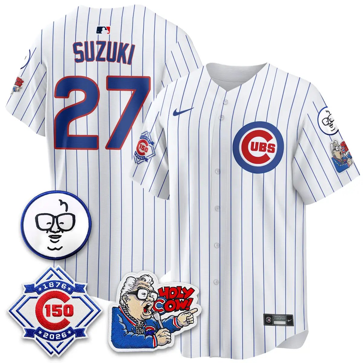 Chicago Cubs 150th Anniversary Harry Caray Holy Cow Vapor Premier Limited Jersey - All Stitched V2 by Chicago Cubs