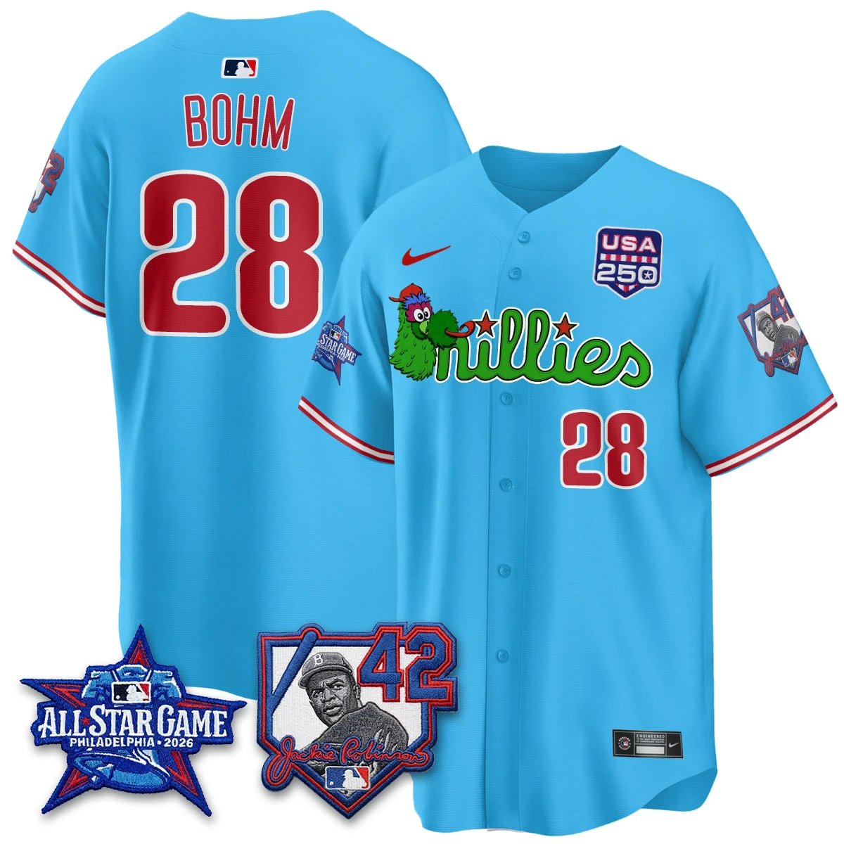 Philadelphia Phillies Phanatic 2026 New Era & 250th USA Vapor Limited Jersey - All Star Game - All Stitched by Philadelphia Phillies