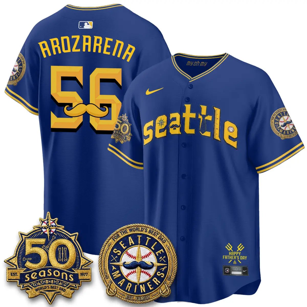 Seattle Mariners Happy Father's Day Vapor Jersey - Stitched by Seattle Mariners