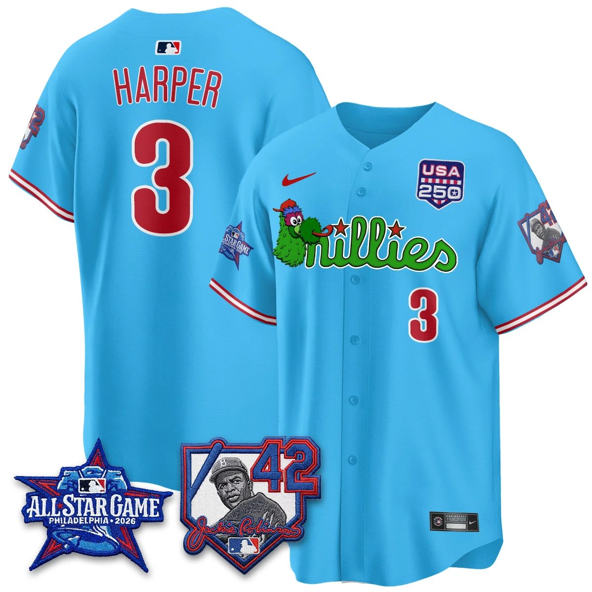 Philadelphia Phillies Phanatic 2026 New Era & 250th USA Vapor Limited Jersey - All Star Game - All Stitched by Philadelphia Phillies