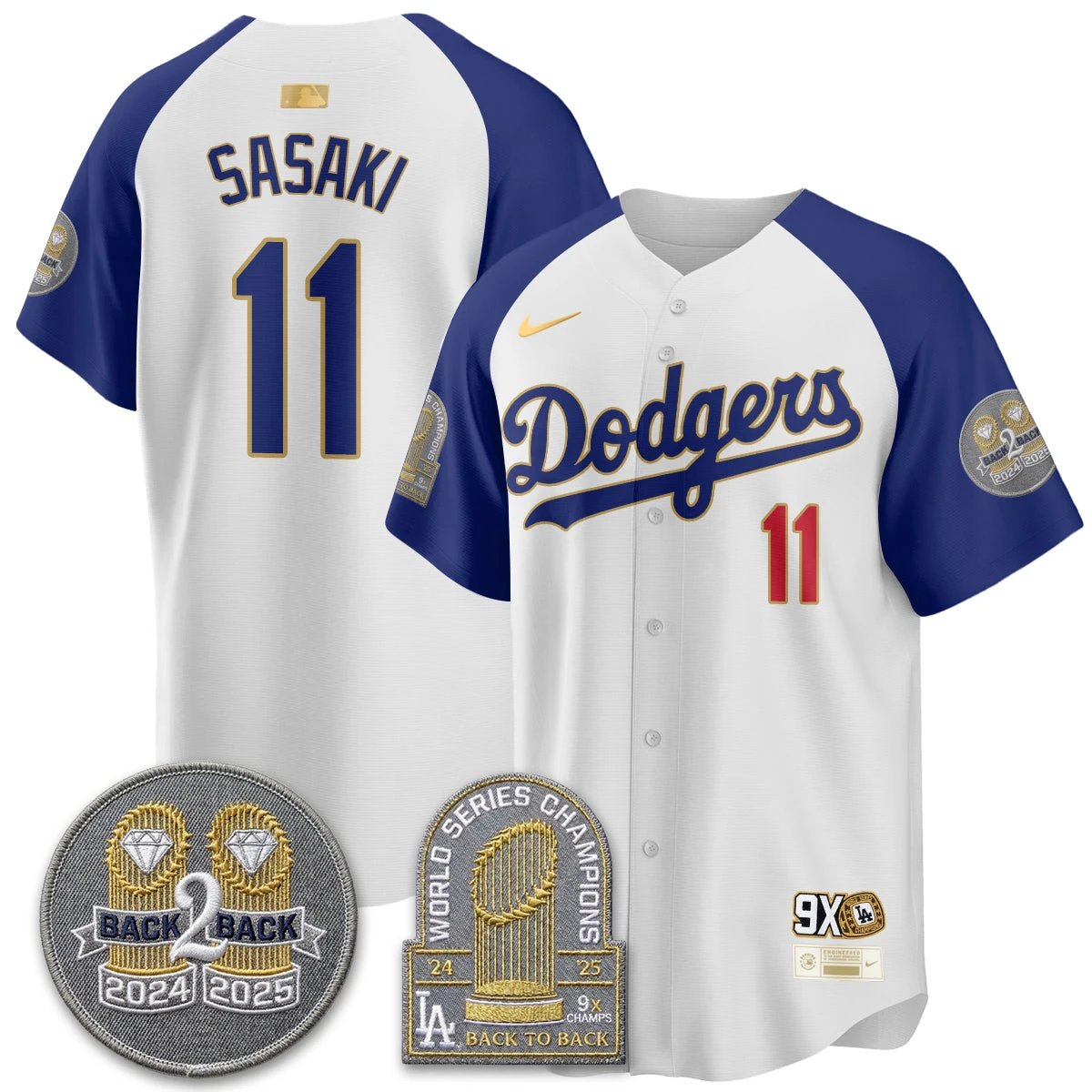 LAD Vapor Limited Jersey - Back to Back Champion - All Stitched by Los Angeles Dodgers