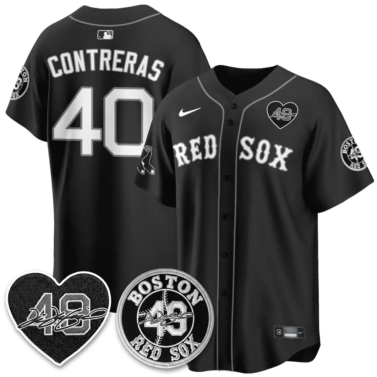 BOS Tim Wakefield Memorial Patch Vaper Premier Limited Red Jersey - All Stitched by Boston Red Sox