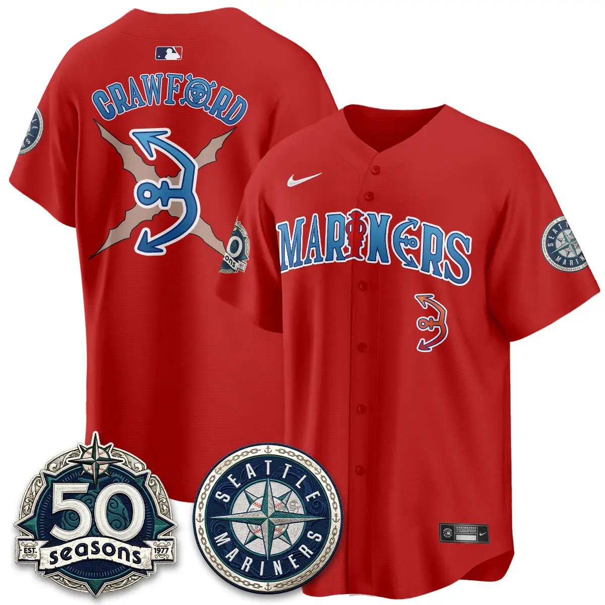 Seattle Mariners x Japanese Cartoon Vapor Limited Jersey - Stitched by Seattle Mariners