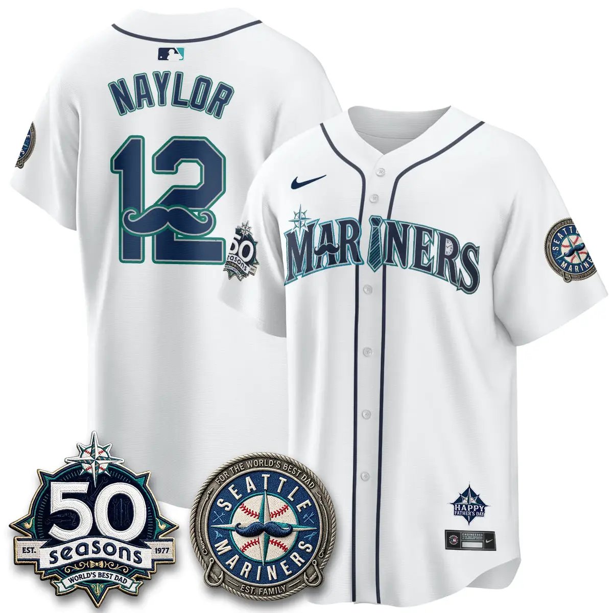 Seattle Mariners Happy Father's Day Vapor Jersey - Stitched by Seattle Mariners