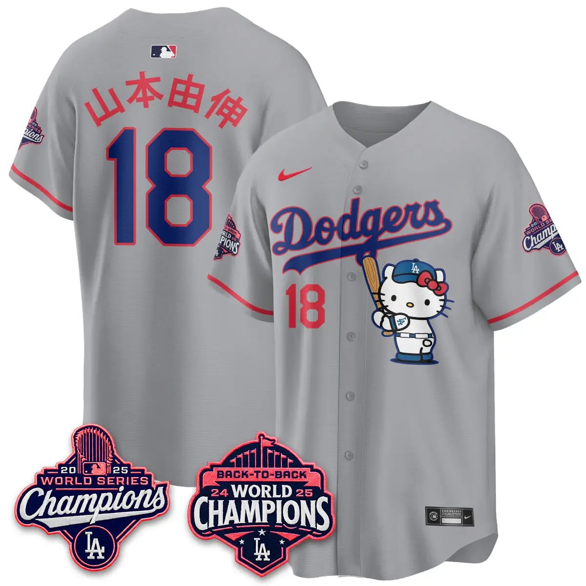 LAD x Hello Kitty Night 2026 Vapor White Jersey - All Stitched by Los Angeles Dodgers