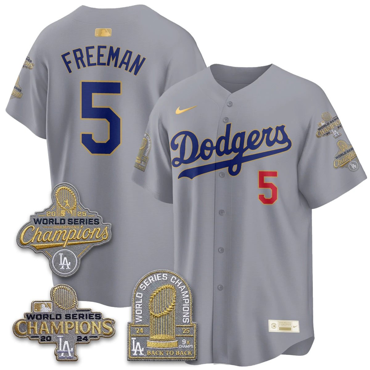 Los Angeles Dodgers Gold Collection Stadium Vapor Limited Jersey - Back to Back 9x Champs - All Stitched by Los Angeles Dodgers