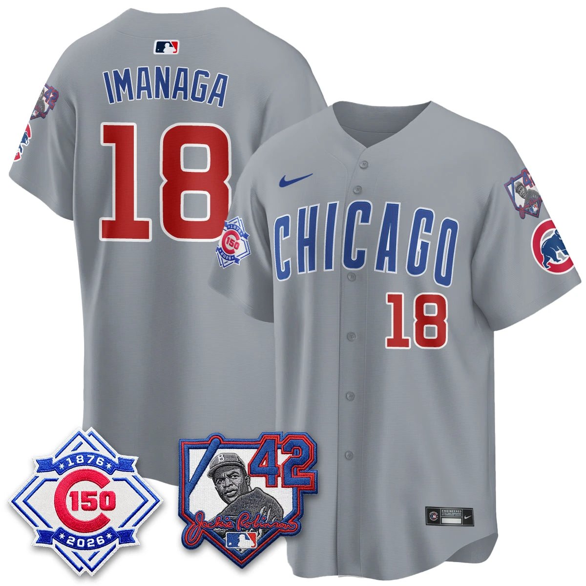 Chicago Cubs 150th Anniversary & Jackie Robinson Day Patch Vapor Premier Limited Jersey - All Stitched by Chicago Cubs