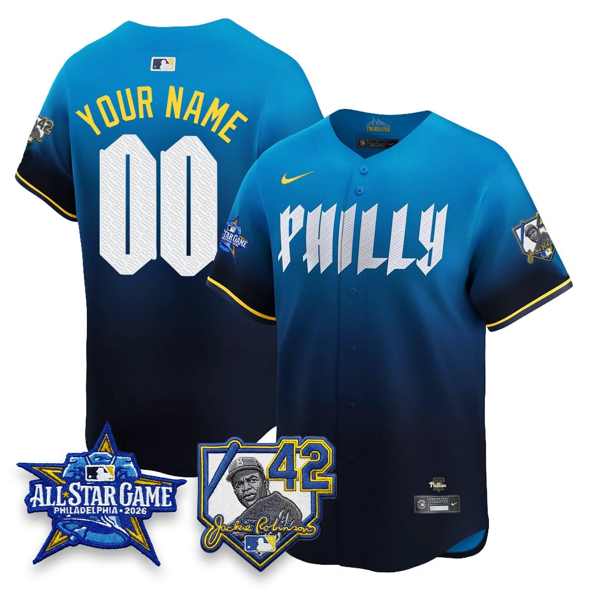 Philadelphia Phillies 2026 Jackie Robinson New Era - All Star Game Vapor Limited Custom Jersey - All Stitched by Philadelphia Phillies