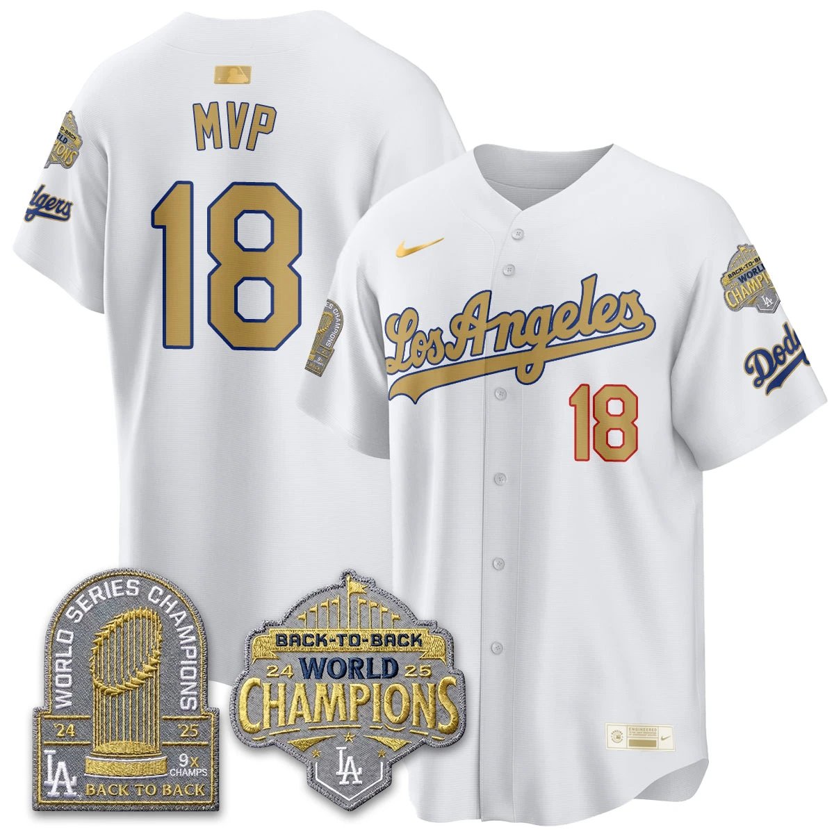 LAD Gold Collection Vapor Limited Jersey - 9x & B2B Champs - All Stitched by Los Angeles Dodgers