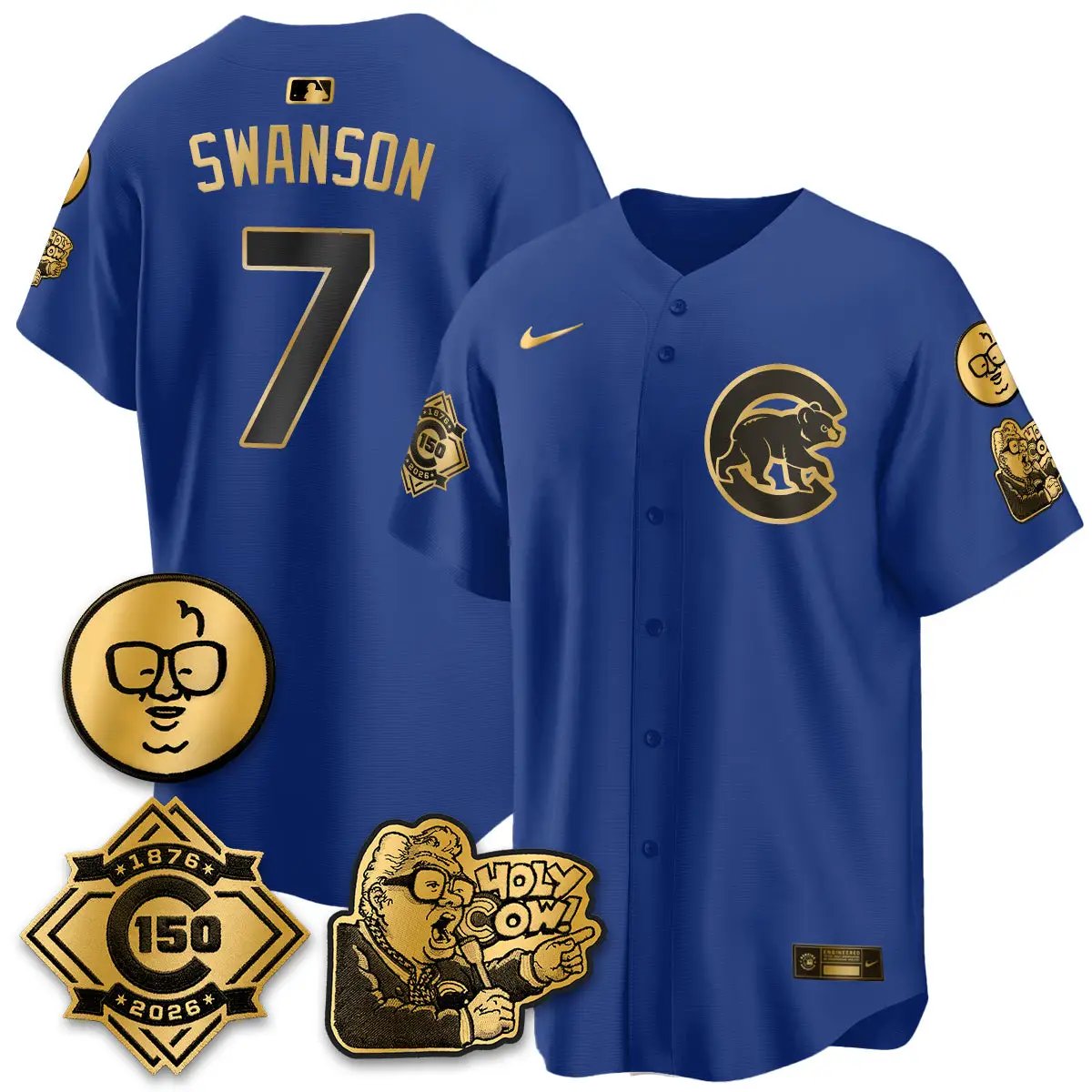 CHC 150th Anniversary Harry Caray Holy Cow Vapor Premier Limited Jersey - All Stitched V3 by Chicago Cubs