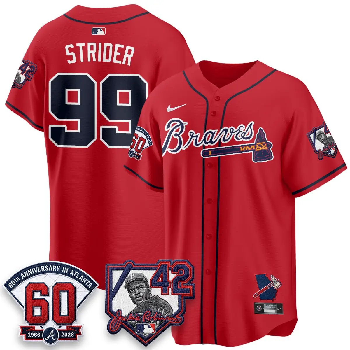 ATL 2026 Jackie Robinson Day Vapor Limited Red Jersey - All Stitched by Atlanta Braves