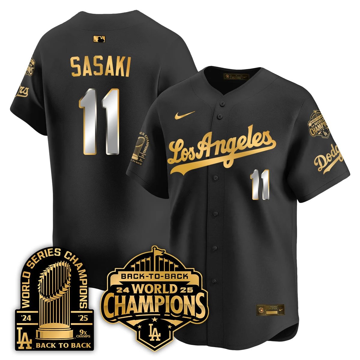 LAD Gold Collection Vapor Limited Jersey - 9x & B2B Champs - All Stitched by Los Angeles Dodgers