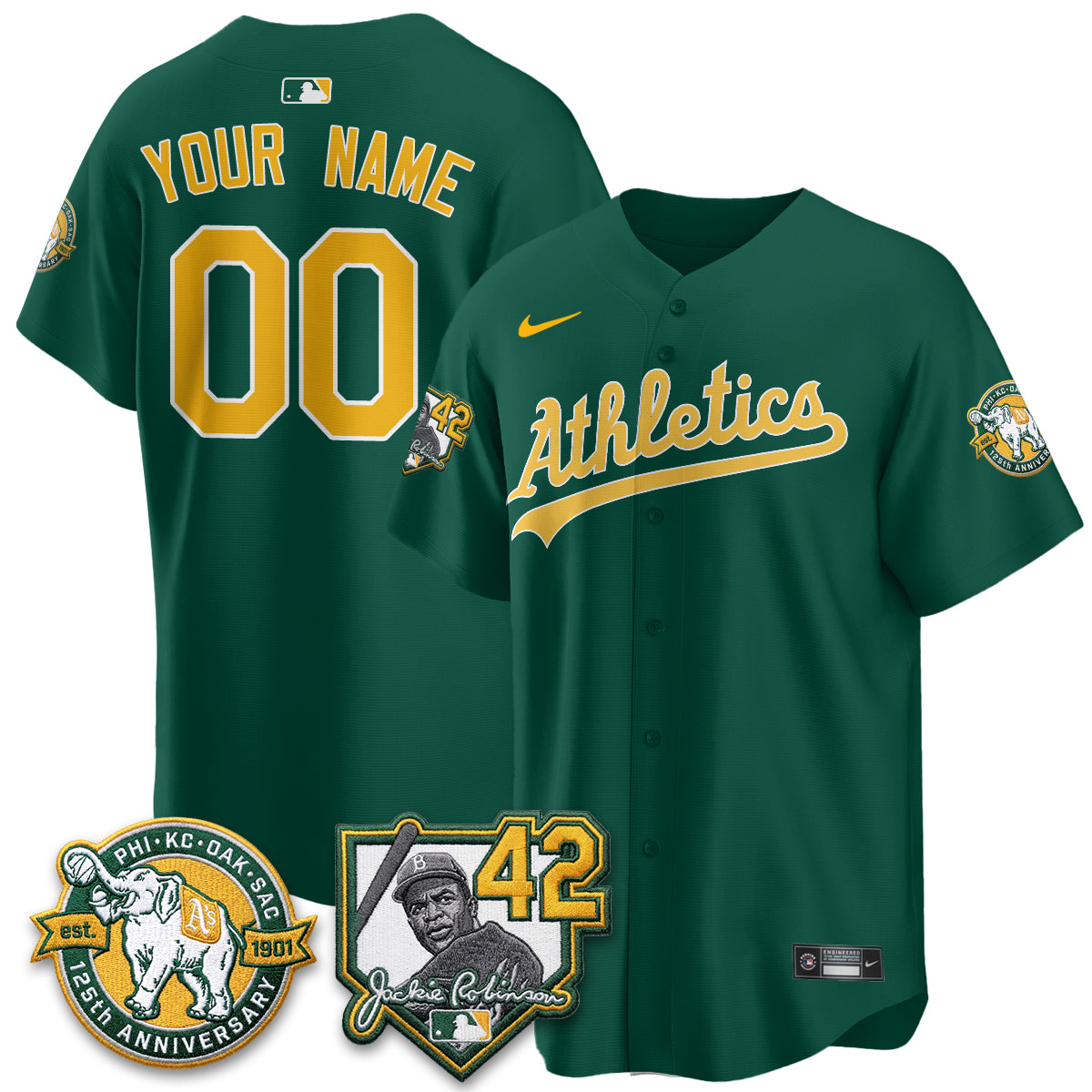Oakland Athletics 2026 Jackie Robinson Day - Celebrating 125 Years Limited Custom Vapor Jersey - All Stitched by Oakland Athletics