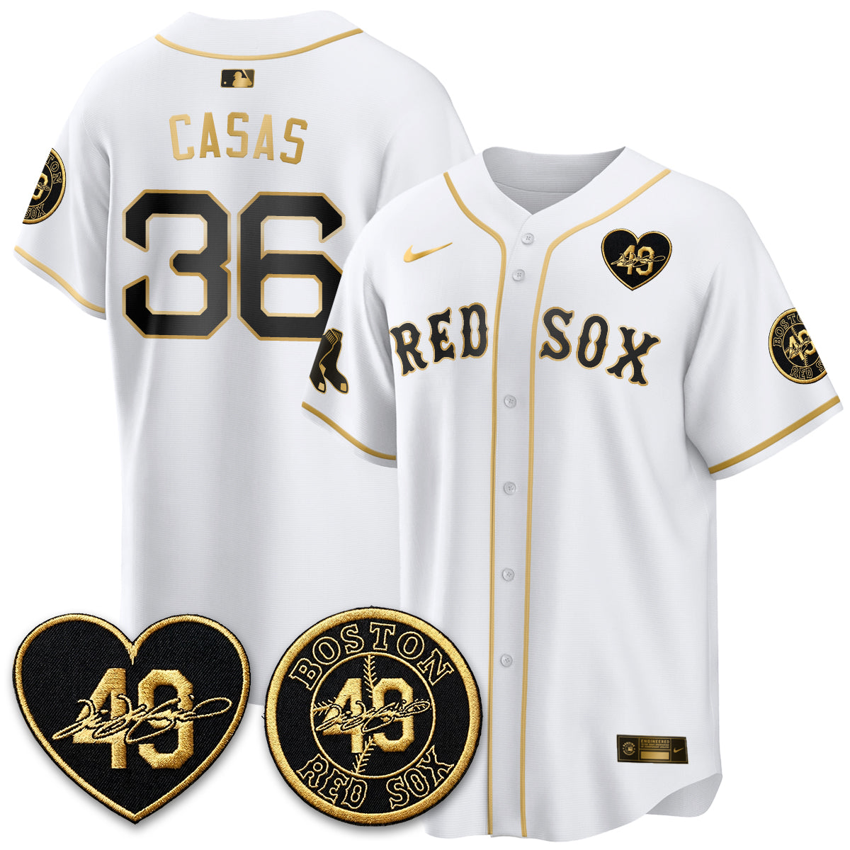 BOS Tim Wakefield Memorial Patch Vaper Premier Limited Jersey - All Stitched by Boston Red Sox