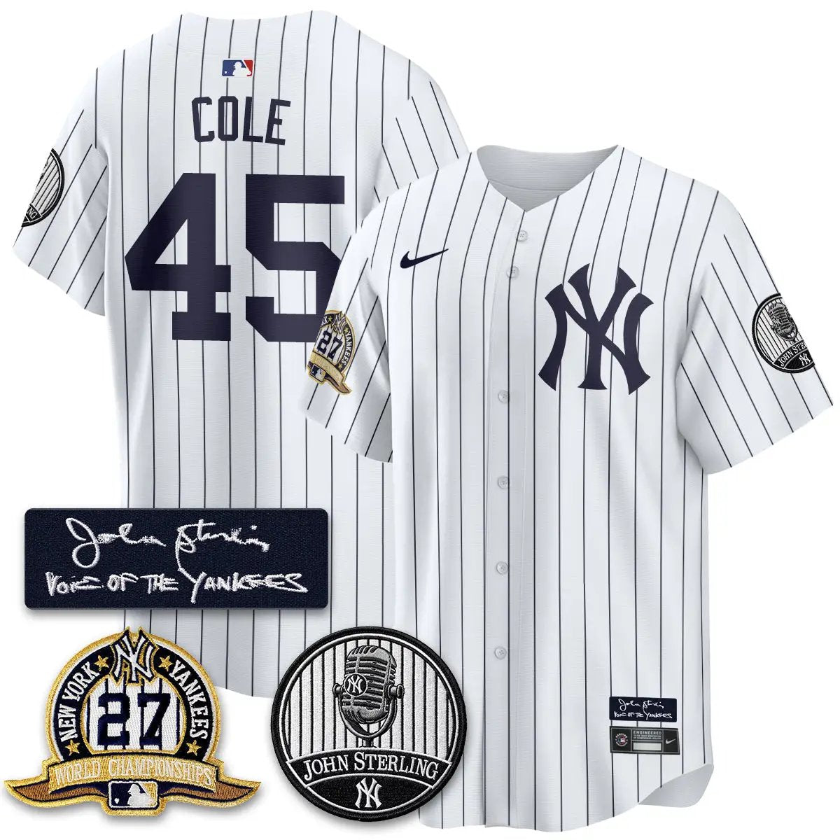 NYY John Sterling Tribute Patch Vapor Premier Limited Jersey - Stitched by New York Yankees