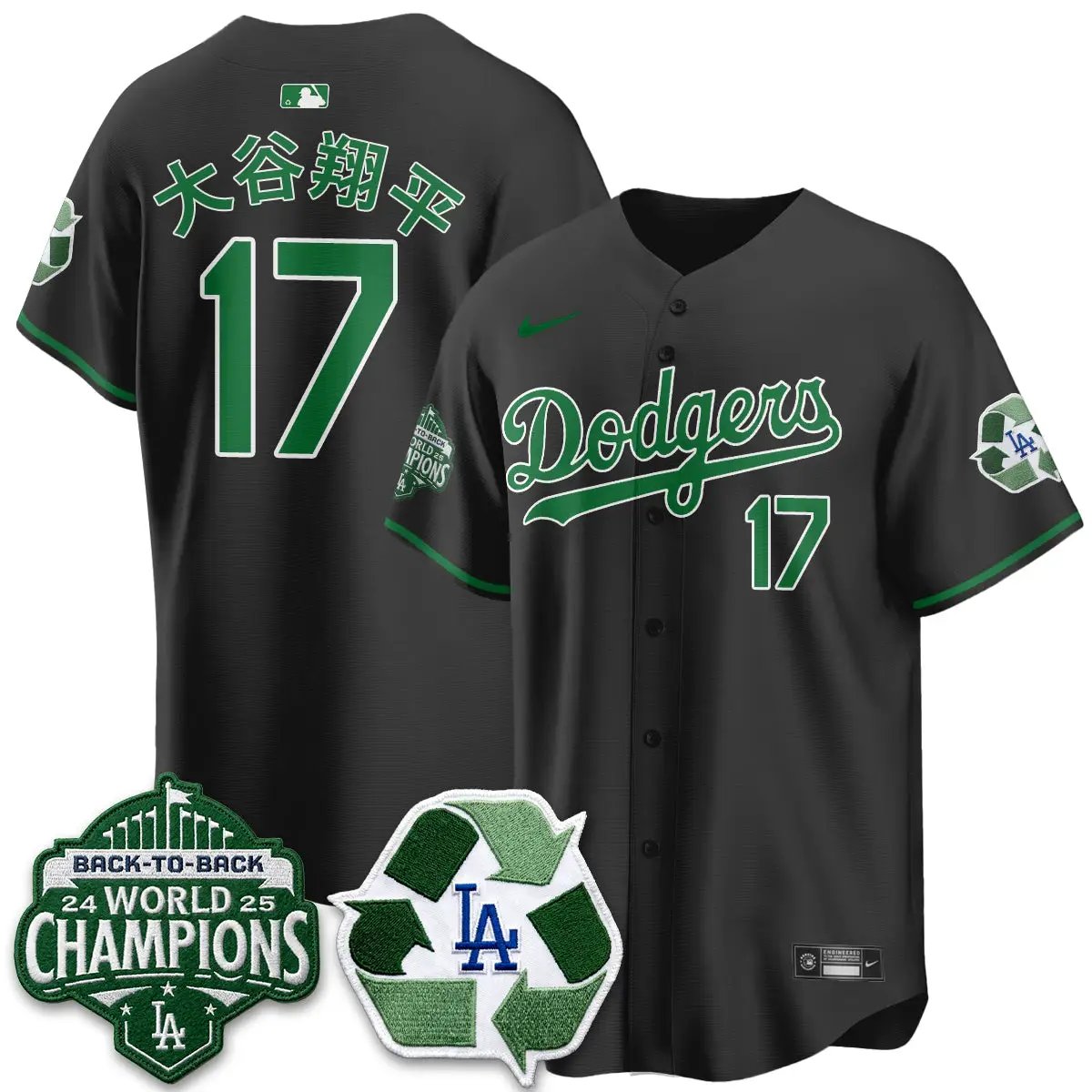 LAD Happy Earth Day Vapor Jersey -All Stitched by Los Angeles Dodgers