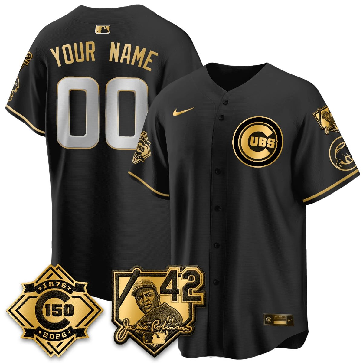 Chicago Cubs 150th Anniversary & Jackie Robinson Day Patch Vapor Premier Limited Custom Jersey - All Stitched by Chicago Cubs