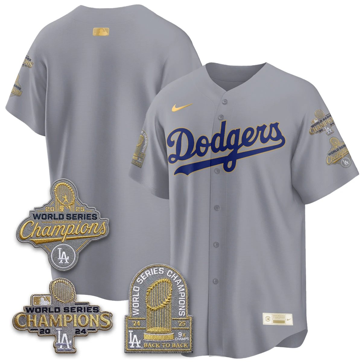 Los Angeles Dodgers Gold Collection Stadium Vapor Limited Jersey - Back to Back 9x Champs - All Stitched by Los Angeles Dodgers