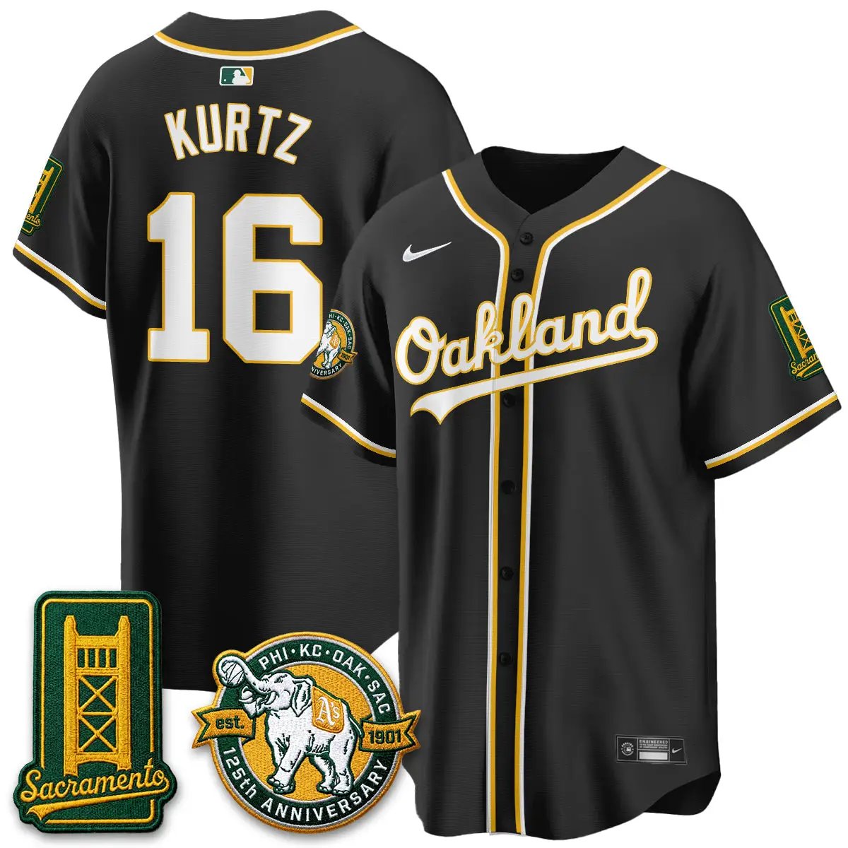 Oakland Athletics 2026 Black Out Style - Celebrating 125 Years - Limited Vapor Jersey - All Stitched by Oakland Athletics