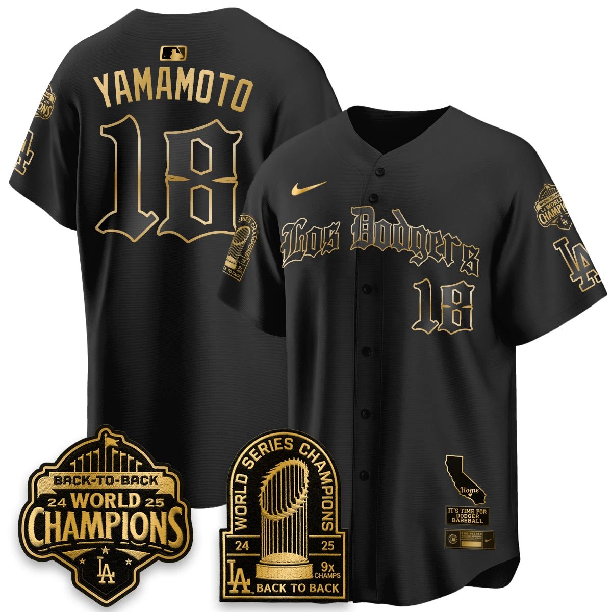 Los Angeles Dodgers World Series Champions Vapor Premier Limited Gothic Edition Jersey - All Stitched by Los Angeles Dodgers