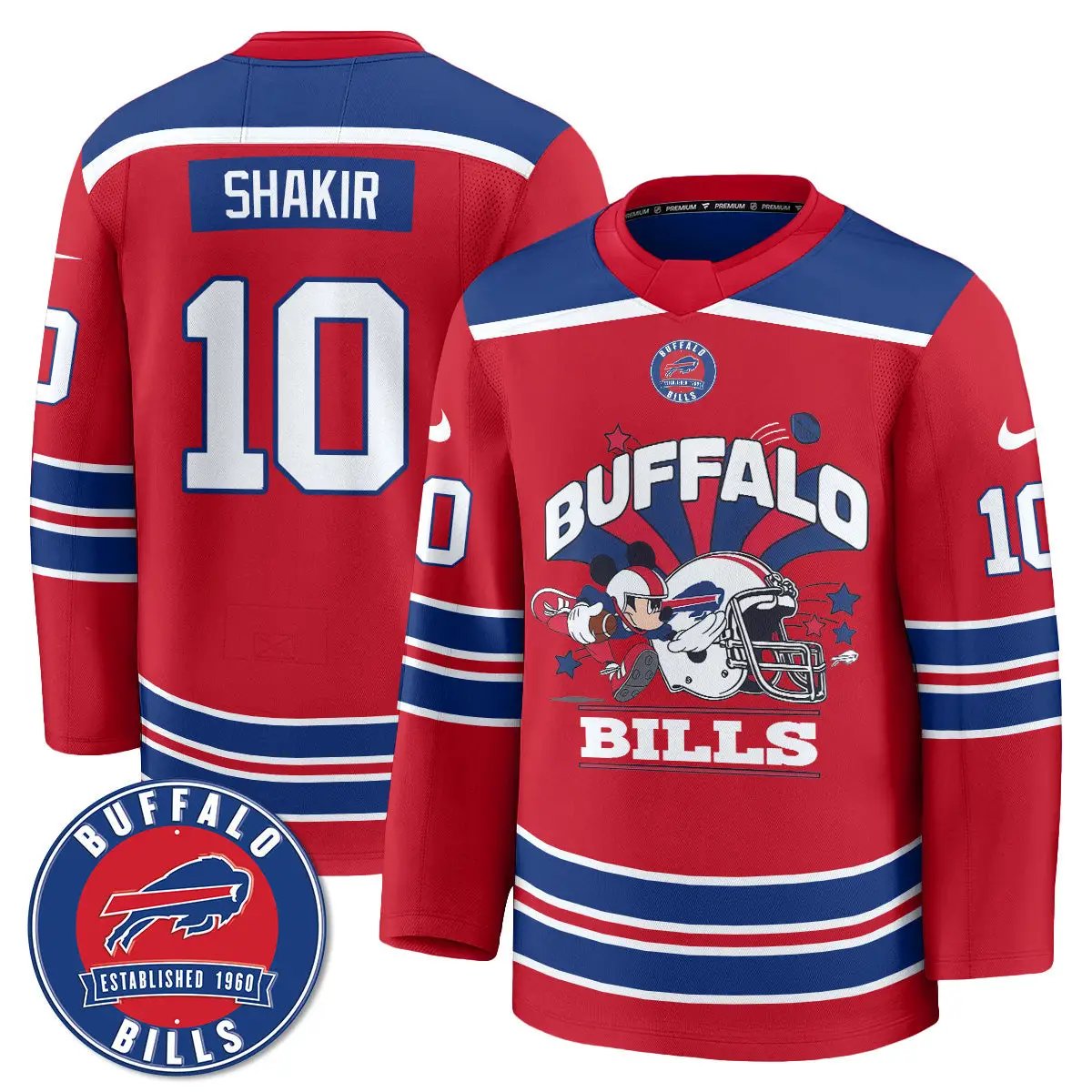 BUF x Cartoon Mouse Edition Hockey Jersey - Printed by Buffalo Bills