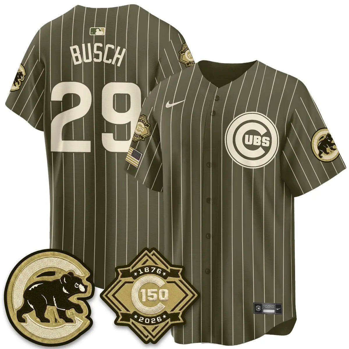 Chicago Cubs New Era Olive 2026 Armed Forces Day Jersey -All Stitched by Chicago Cubs
