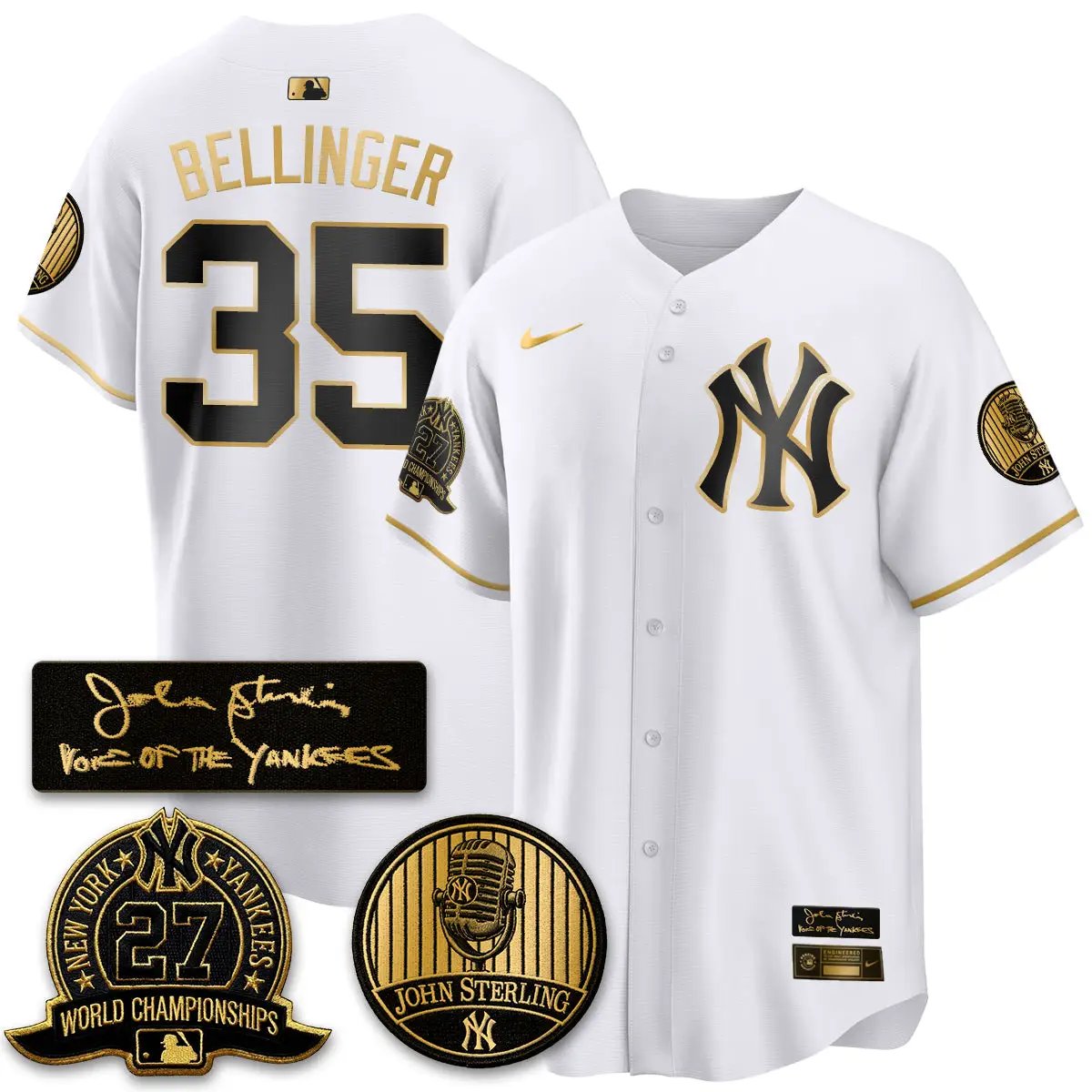 NYY John Sterling Tribute Patch Vapor Premier Limited Jersey - Stitched by New York Yankees