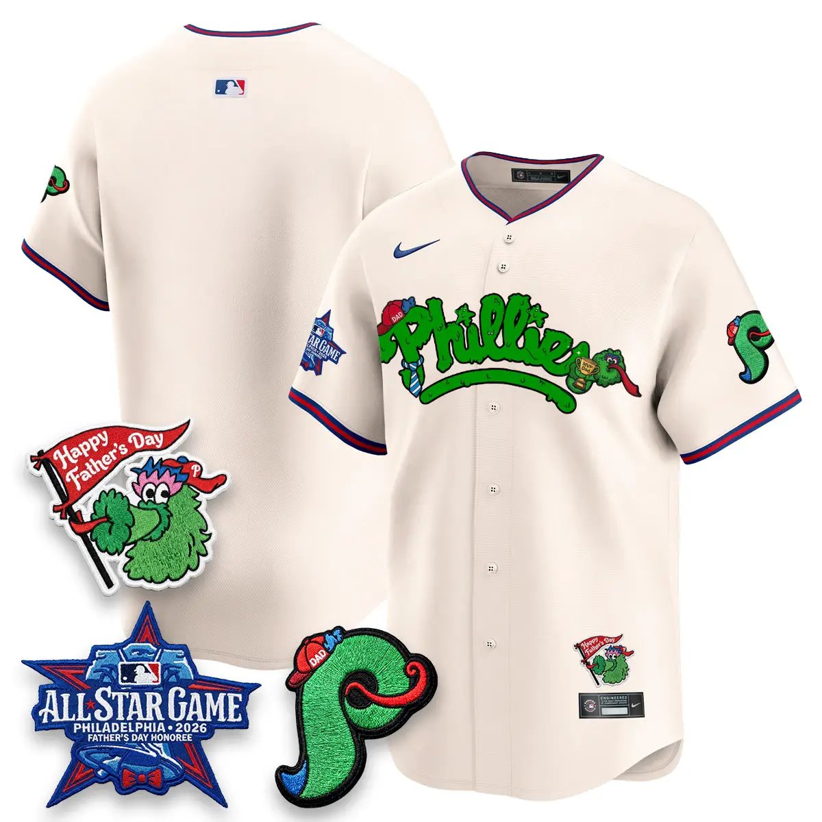 PHI Happy Father's Day Vapor Jersey - Stitched by Philadelphia Phillies