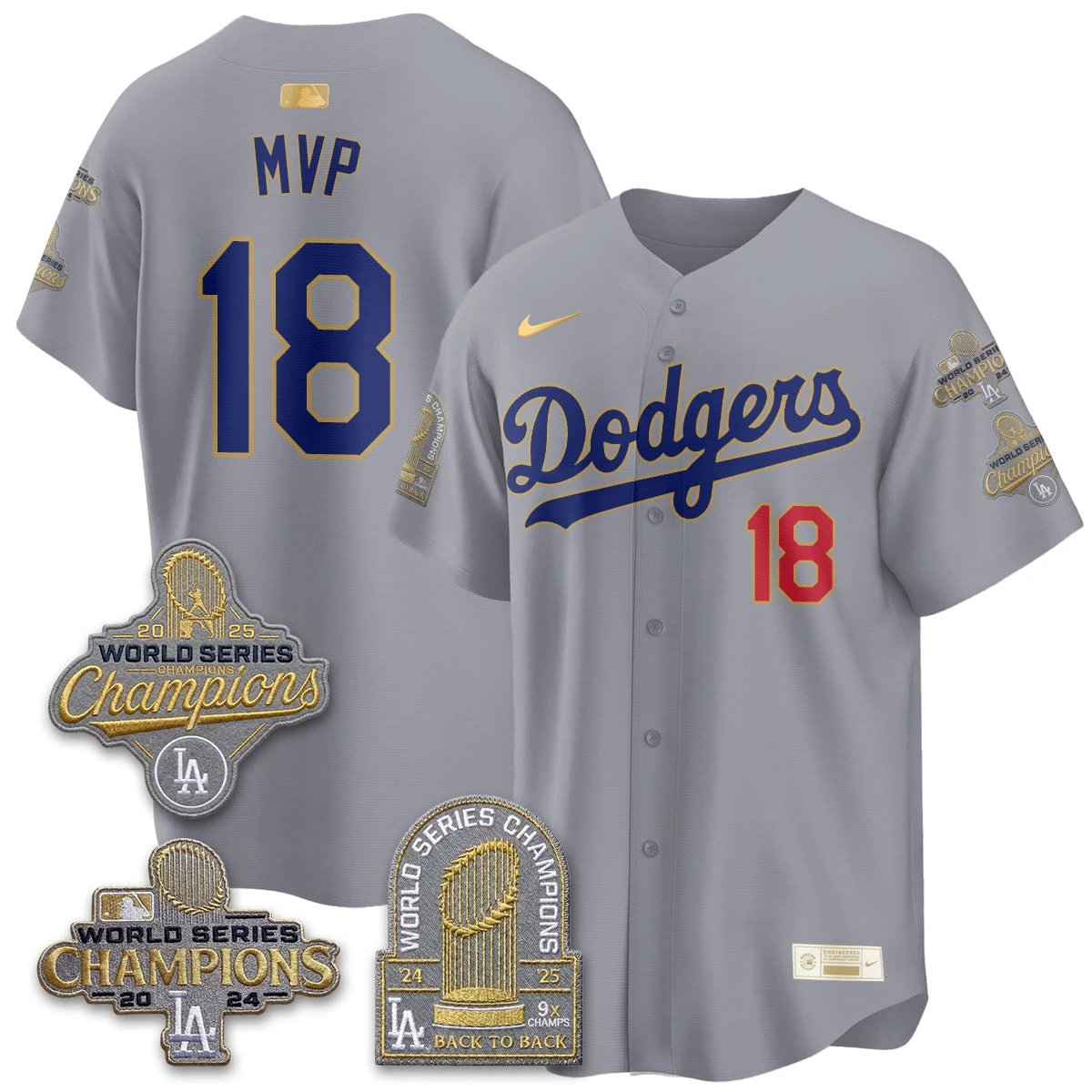 Los Angeles Dodgers Gold Collection Stadium Vapor Limited Jersey - Back to Back 9x Champs - All Stitched by Los Angeles Dodgers