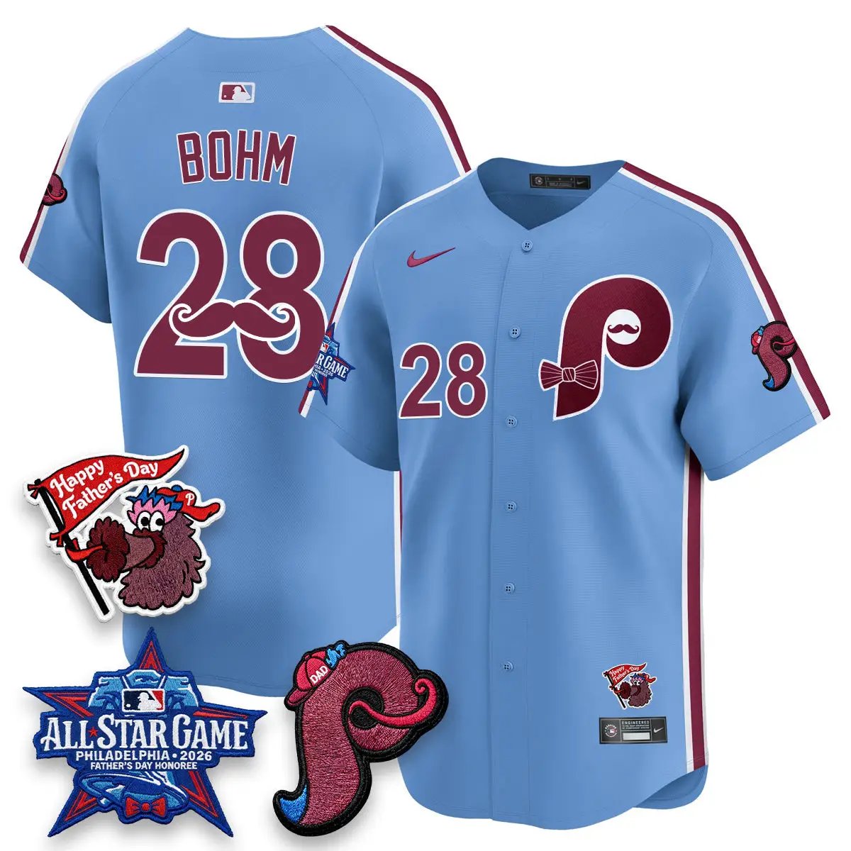 PHI Happy Father's Day Vapor Jersey - Stitched by Philadelphia Phillies