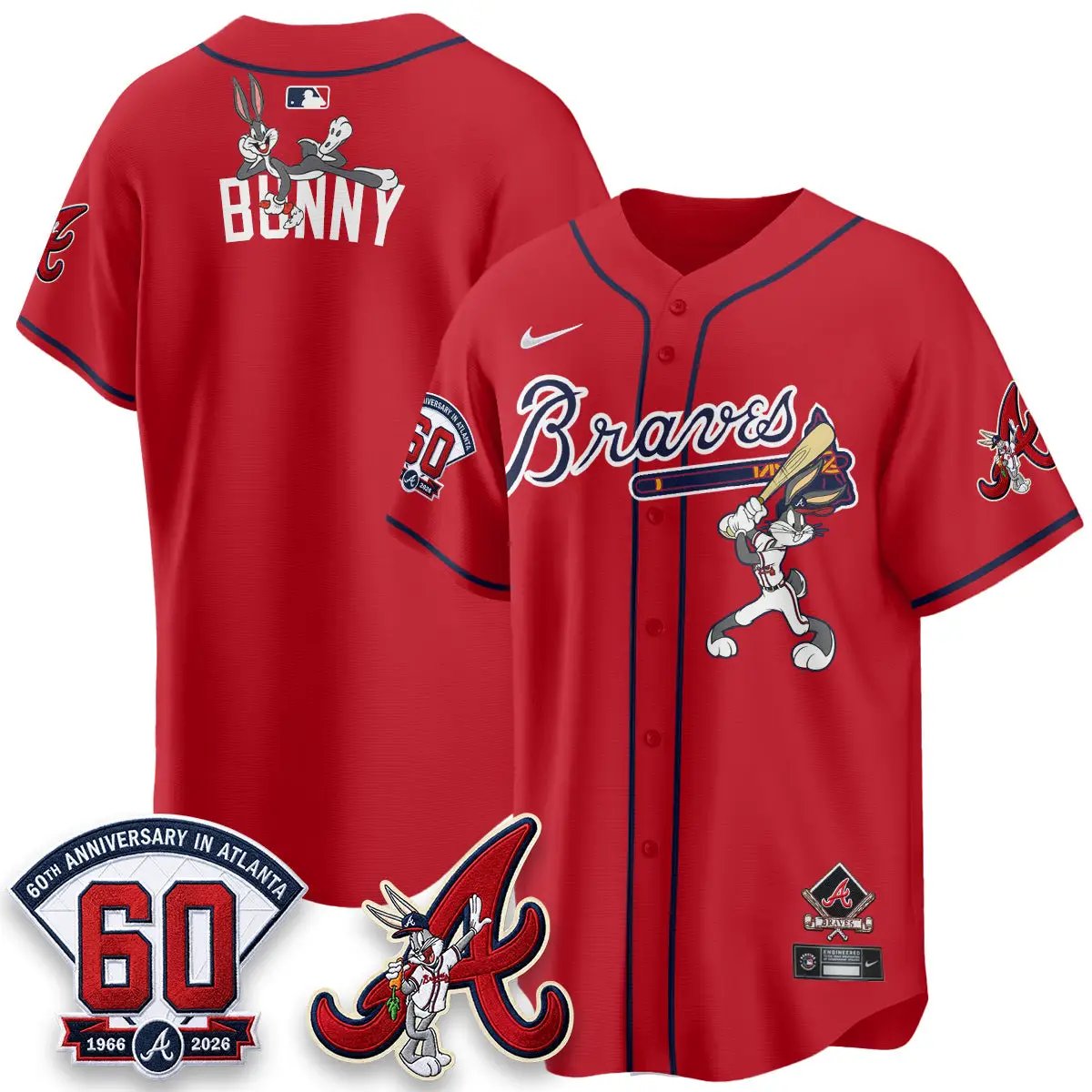 ATL x Bunny Vapor Premier Limited Jersey - Stitched by Atlanta Braves