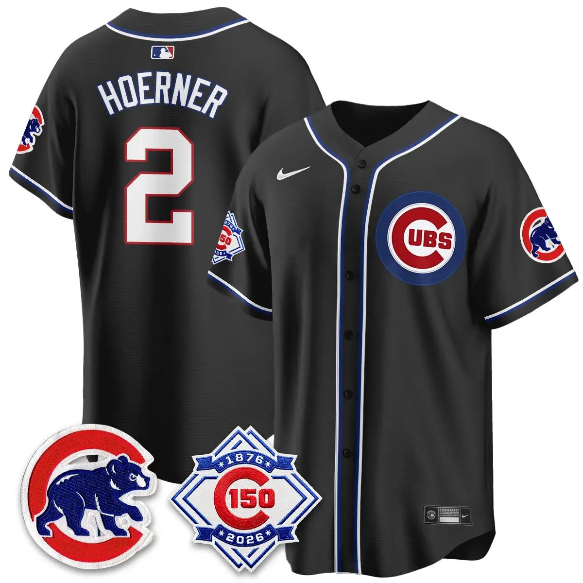 Chicago Cubs 150th Anniversary Black Out Style Vapor Premier Limited Jersey - All Stitched by Chicago Cubs