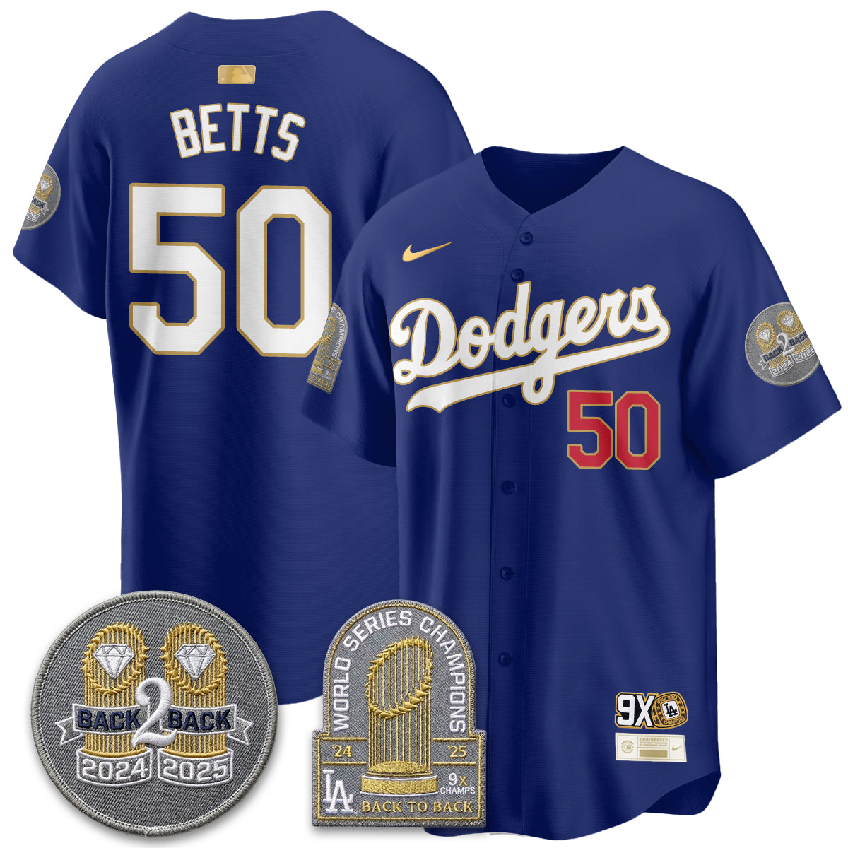 LAD Vapor Limited Jersey - Back to Back Champion - All Stitched by Los Angeles Dodgers