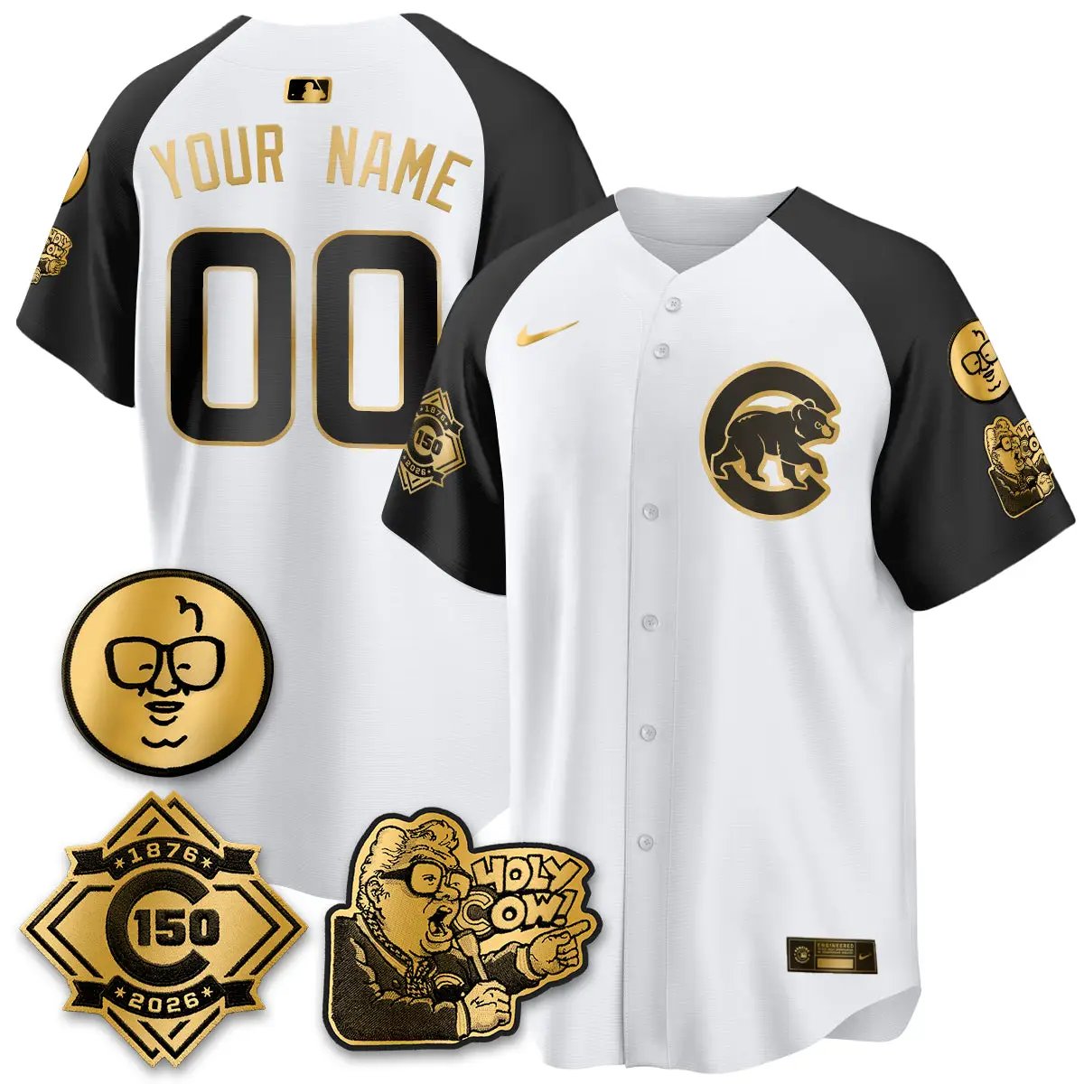 CHC 150th Anniversary Harry Caray Holy Cow Vapor Premier Limited Custom Jersey - All Stitched V3 by Chicago Cubs