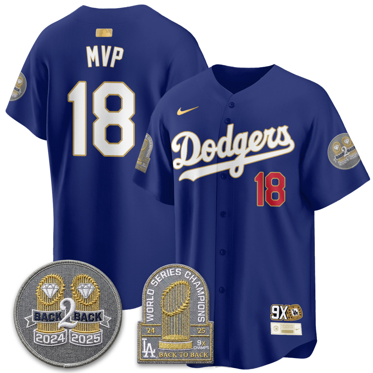 LAD Vapor Limited Jersey - Back to Back Champion - All Stitched by Los Angeles Dodgers