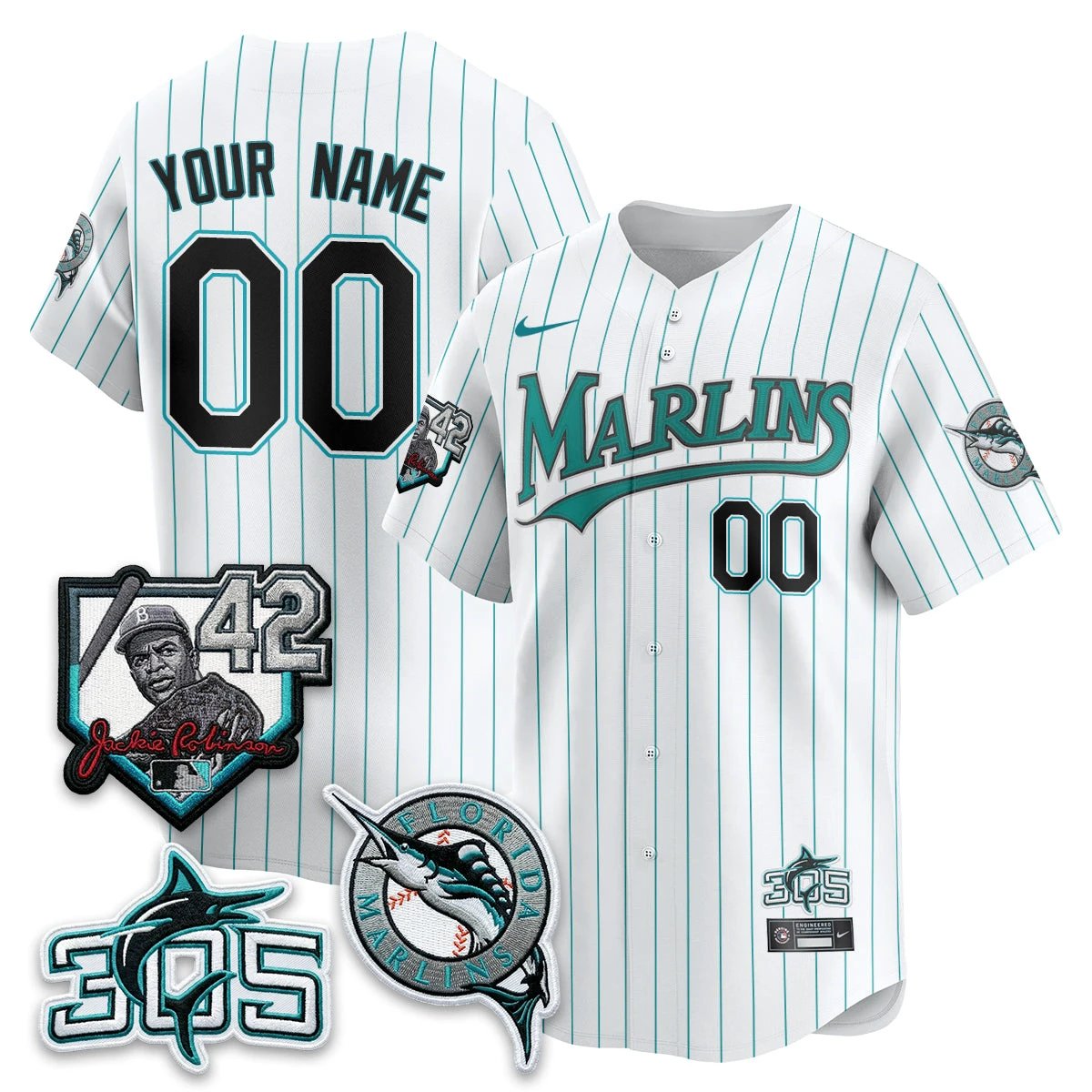 MIA 2026 Throwback Jackie Robinson New Era Vapor Limited Custom Jersey - All Stitched by Miami Marlins