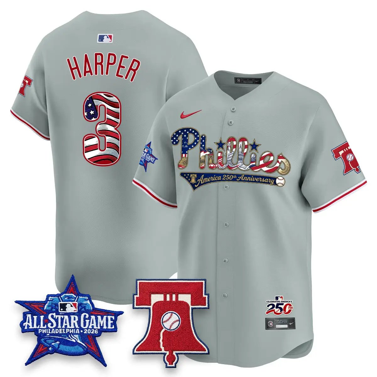 PHI 2026 USA 250 All Star Game Vapor Limited Jersey - Stitched (2) by Philadelphia Phillies