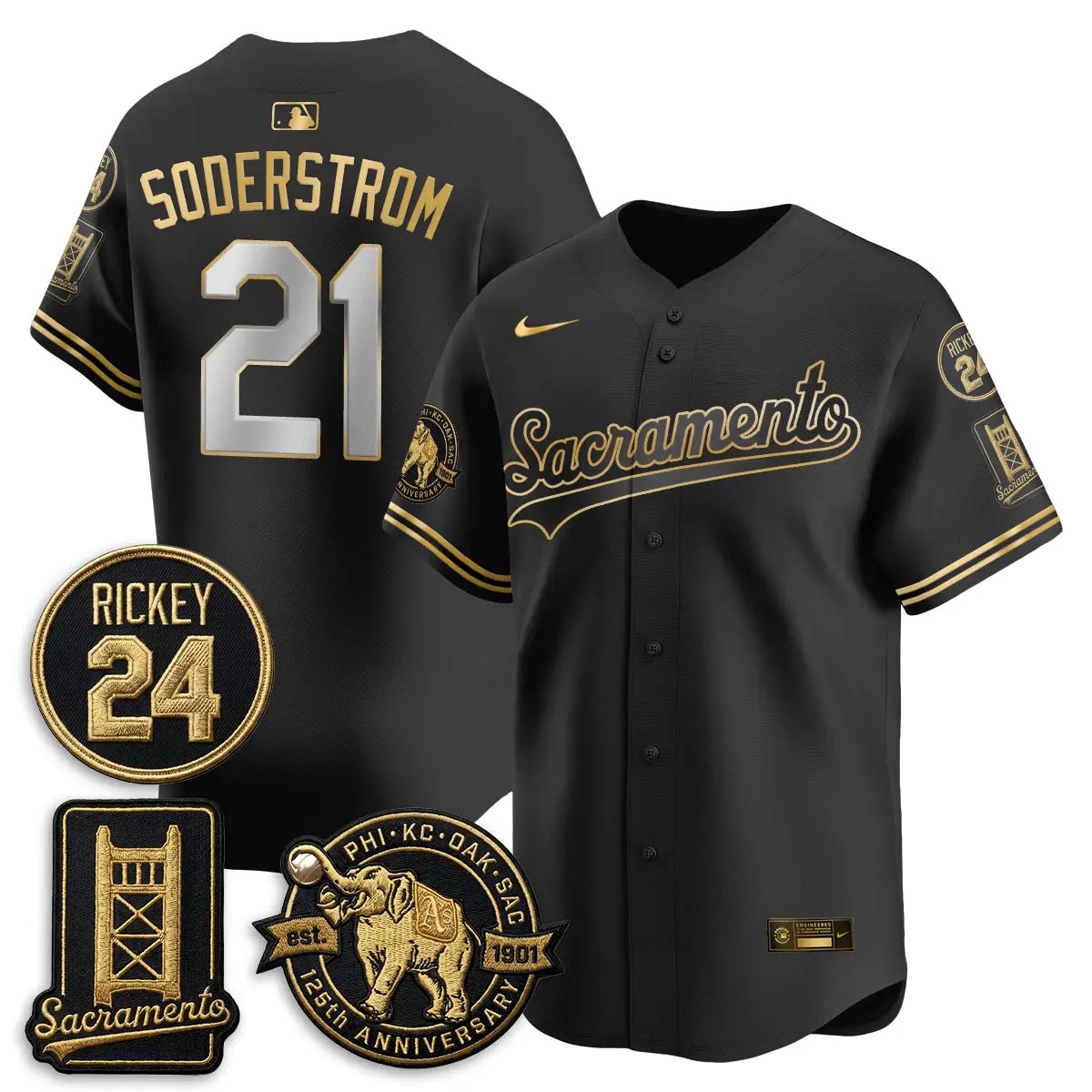 OAK 2026 Alternate Sacramento 125 Years Limited Vapor Gold Edition Jersey - All Stitched by Oakland Athletics