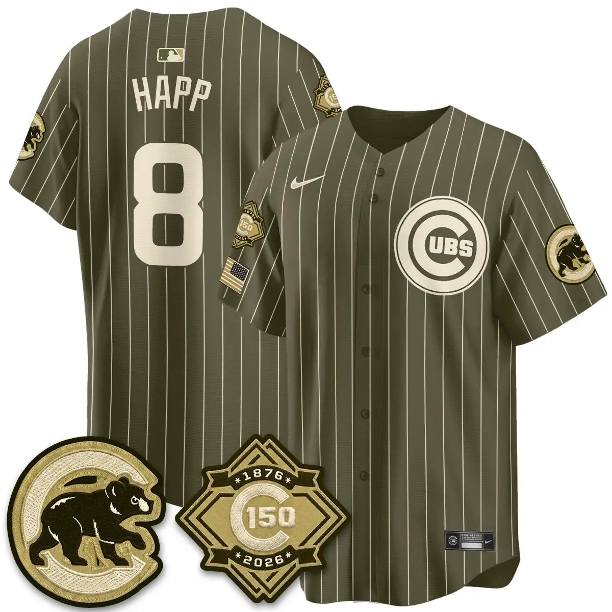 Chicago Cubs New Era Olive 2026 Armed Forces Day Jersey -All Stitched by Chicago Cubs