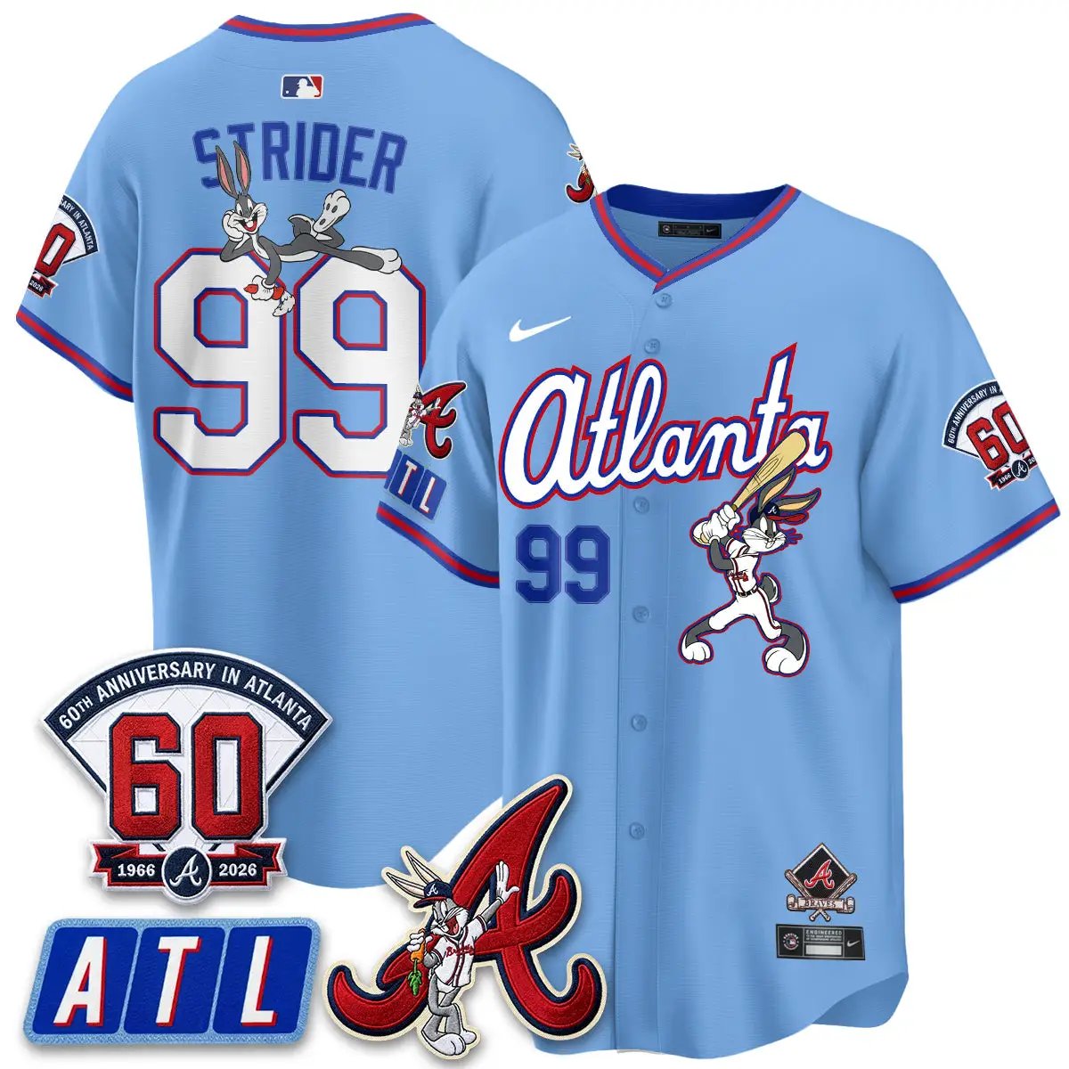 ATL x Bunny Vapor Premier Limited Jersey - Stitched by Atlanta Braves
