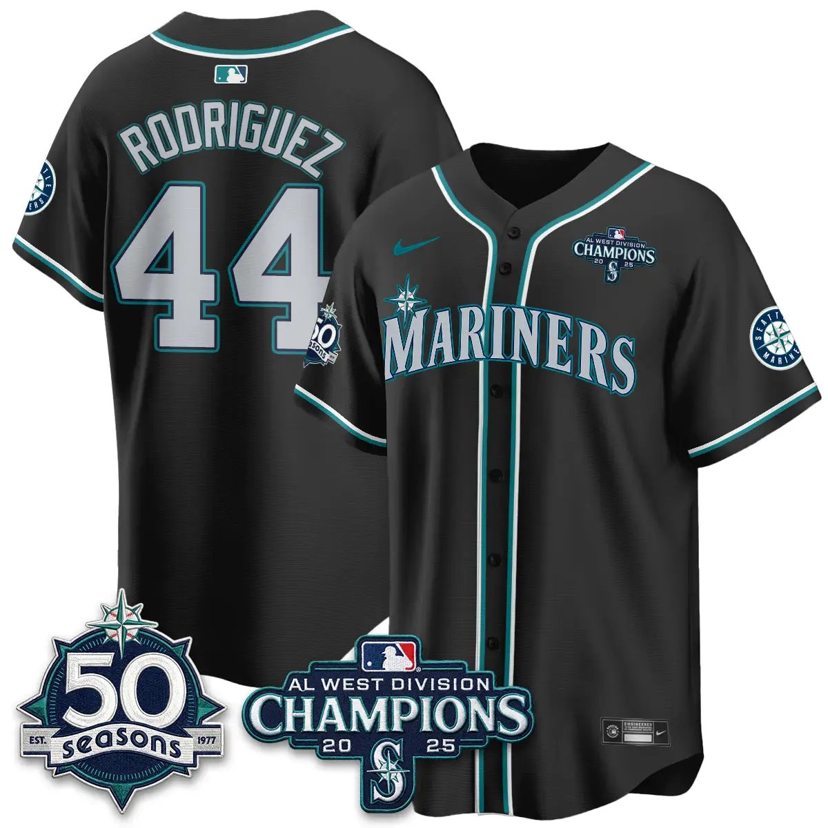 SEA 50th Anniversary Black Out Style Vapor Premier Limited Jersey - All Stitched by Seattle Mariners