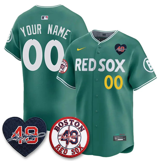 BOS Tim Wakefield Memorial Patch Vaper Premier Limited Custom Jersey - All Stitched by Boston Red Sox