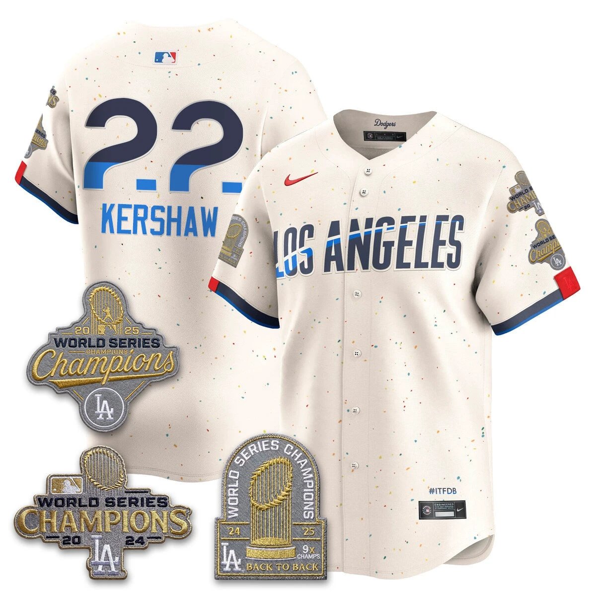 Los Angeles Dodgers Gold Collection Stadium Vapor Limited Jersey - Back to Back 9x Champs - All Stitched by Los Angeles Dodgers