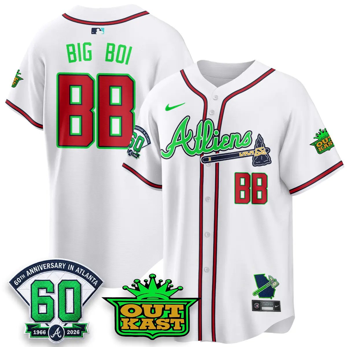 ATL x Atliens Cool Base Galaxy Version Jersey - Stitched (2) by Atlanta Braves
