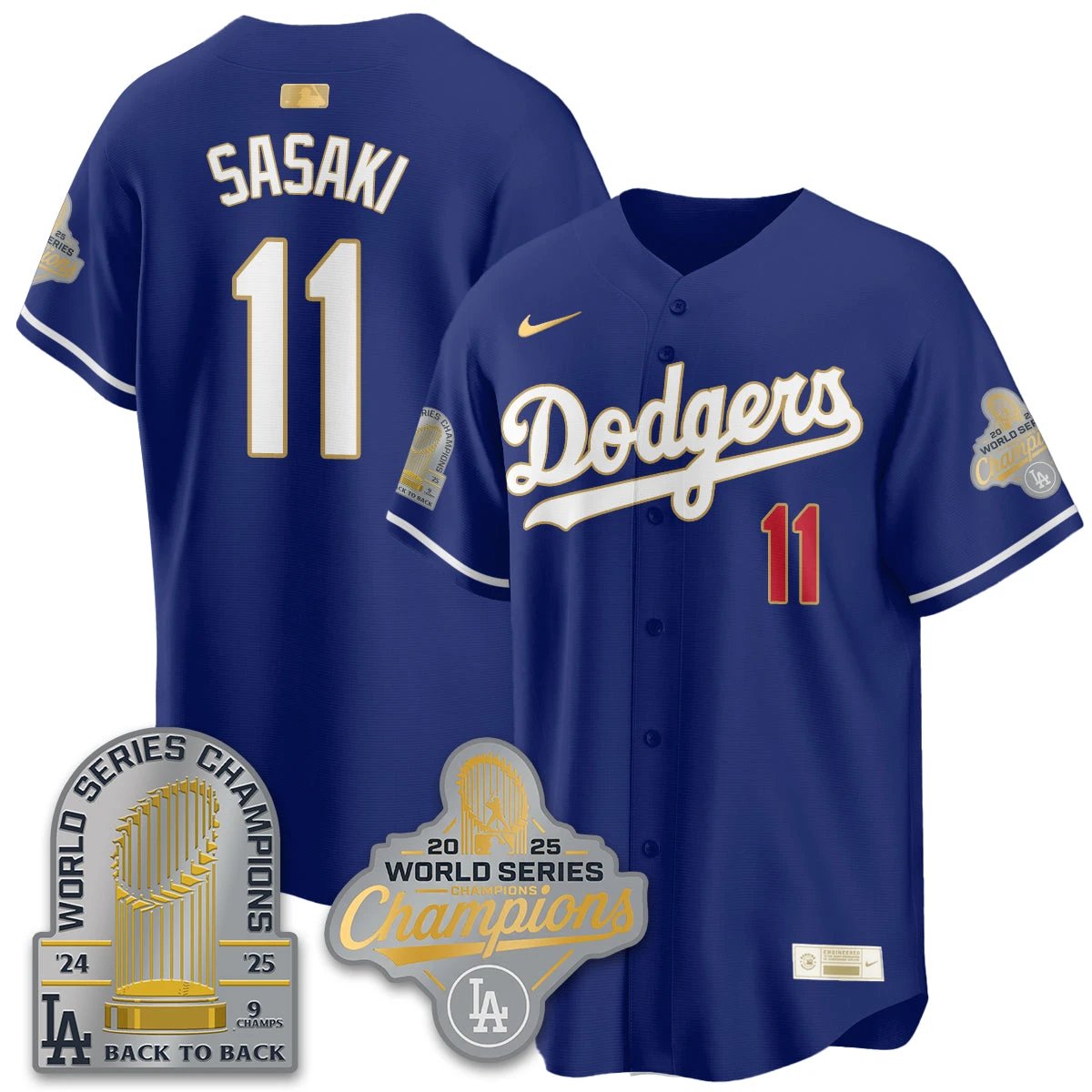 LAD Gold Collection Stadium Vapor Limited Jersey - 9x Champs - All Stitched by Los Angeles Dodgers